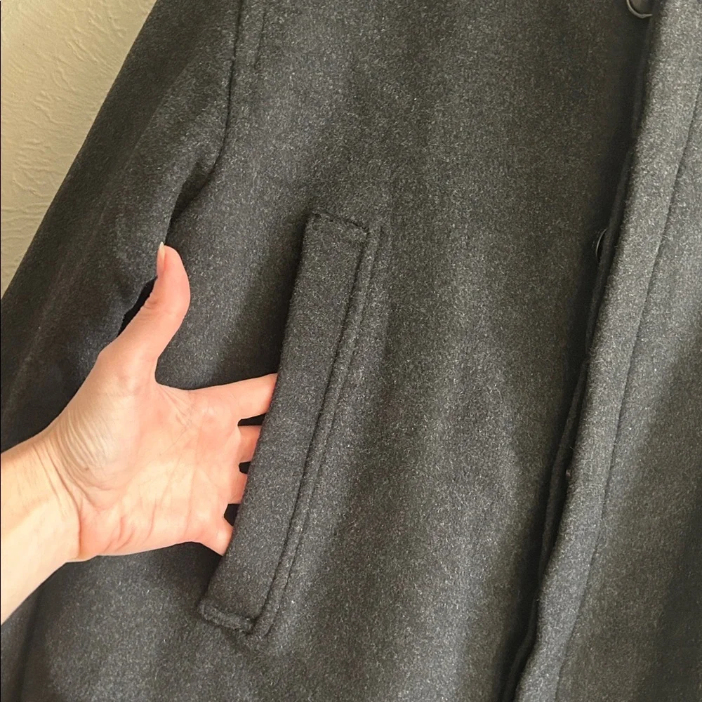 French Connection Wool Blend Charcoal Gray Longline Mid Length Winter Jacket